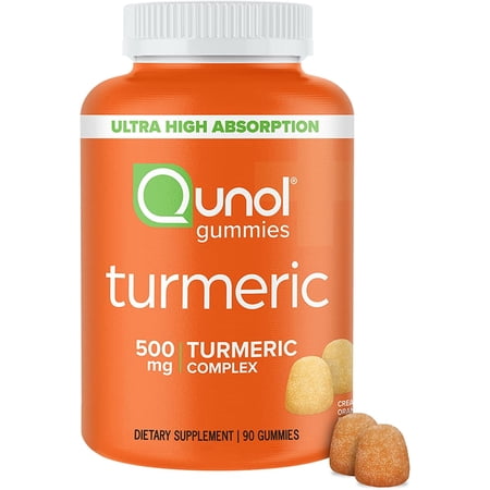 Qunol Turmeric Gummies, Gummy with 500mg Turmeric Curcumin, Joint Support Supplement, Ultra High Absorption Tumeric Curcumin, Vegan, Gluten Free, 90 Count