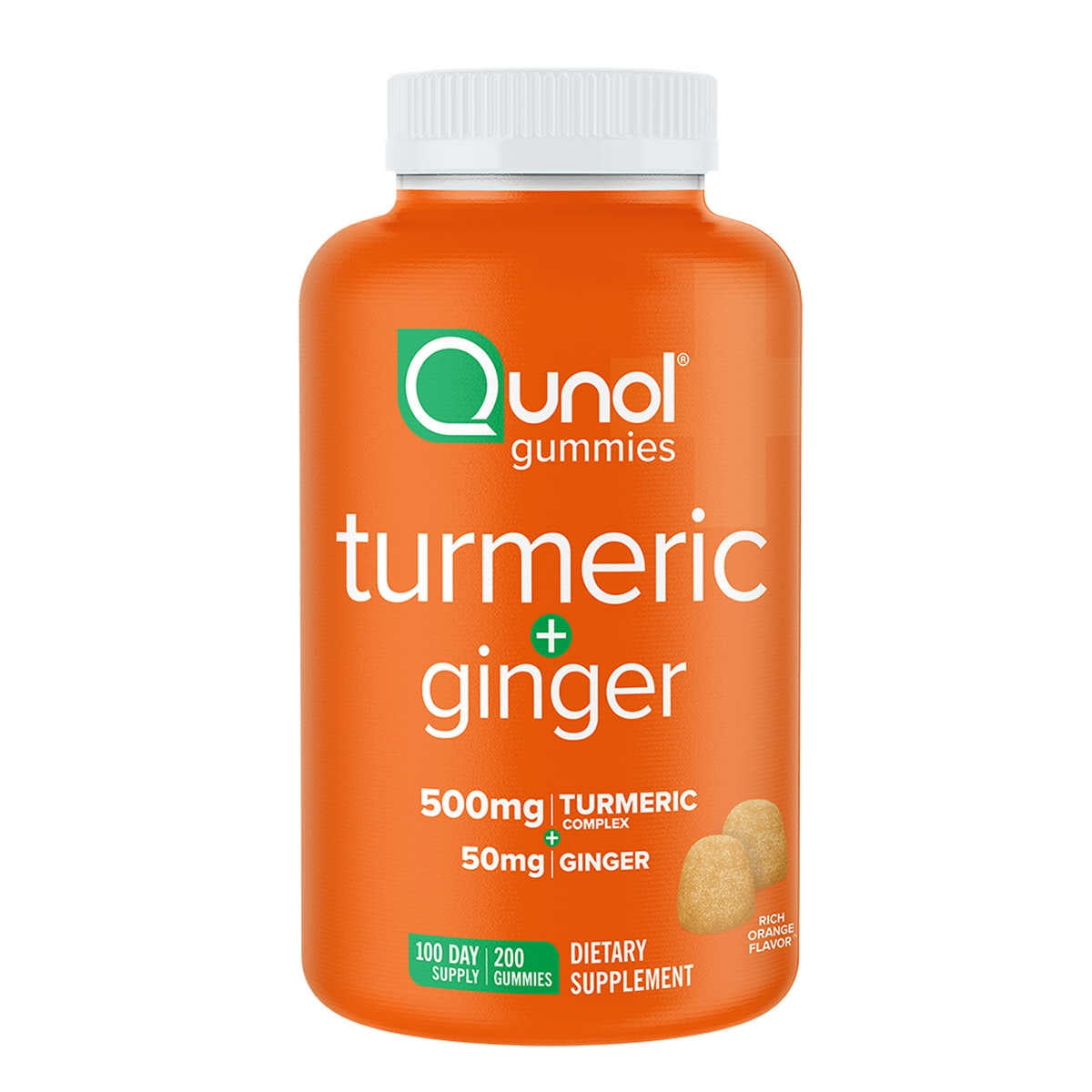 Qunol Turmeric Plus Ginger, Vegan Supplement, 200 Gummies for Inflammation