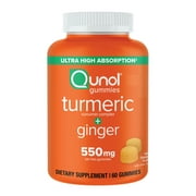 Qunol Turmeric and Ginger Gummies, Gummy with 500mg Turmeric + 50mg Ginger,  For Joint Support Supplement, Ultra High Absorption Tumeric and Ginger