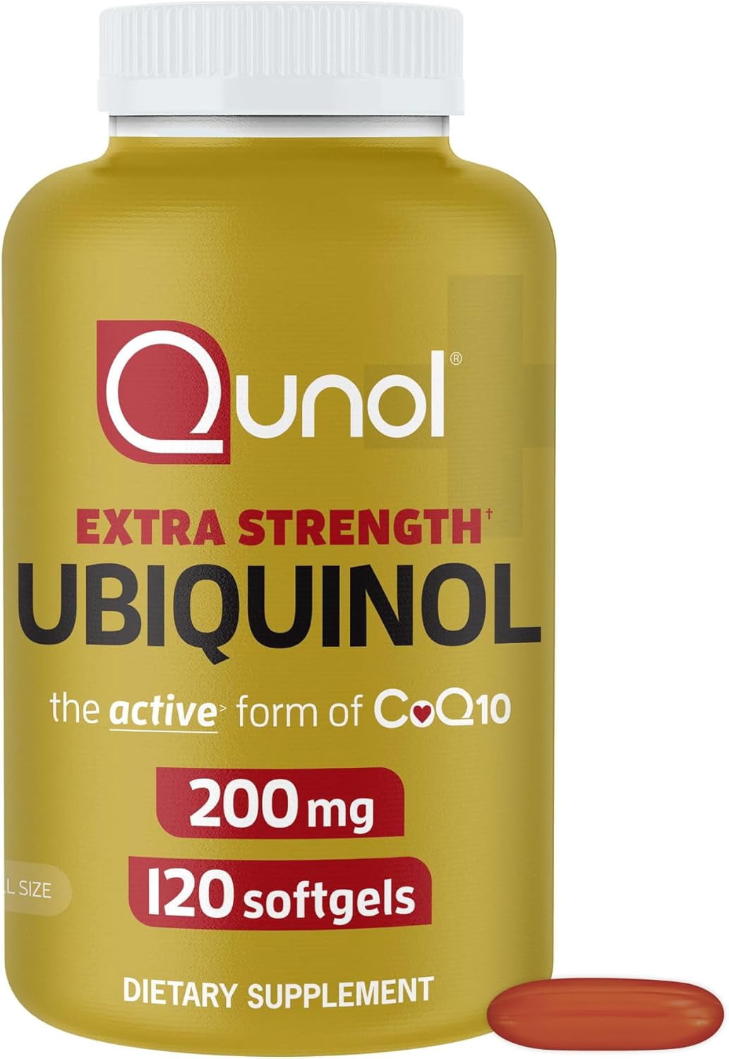 Qunol Ubiquinol CoQ10 200mg Softgels, Natural Supplement Active Form of CoQ10, 120ct Softgels