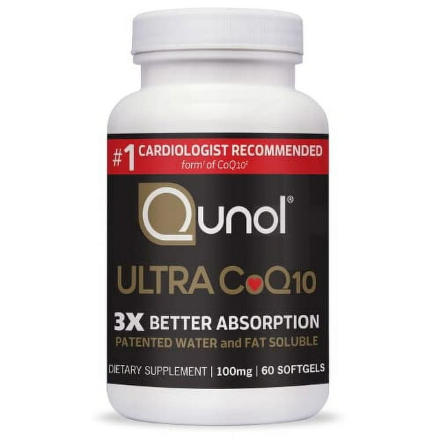 Qunol Ultra 100mg CoQ10, 3x Better Absorption, Patented Water and Fat