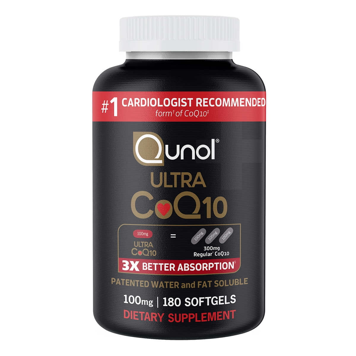 Qunol Ultra CoQ10 100 mg., 180 Softgels Supports Heart & Vascular