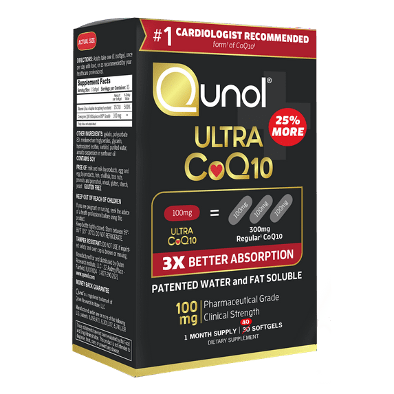 Qunol Ultra CoQ10 Softgel, 100mg, 3X Better Absorption, Heathy Heart, Dietary Supplement, 40 Count