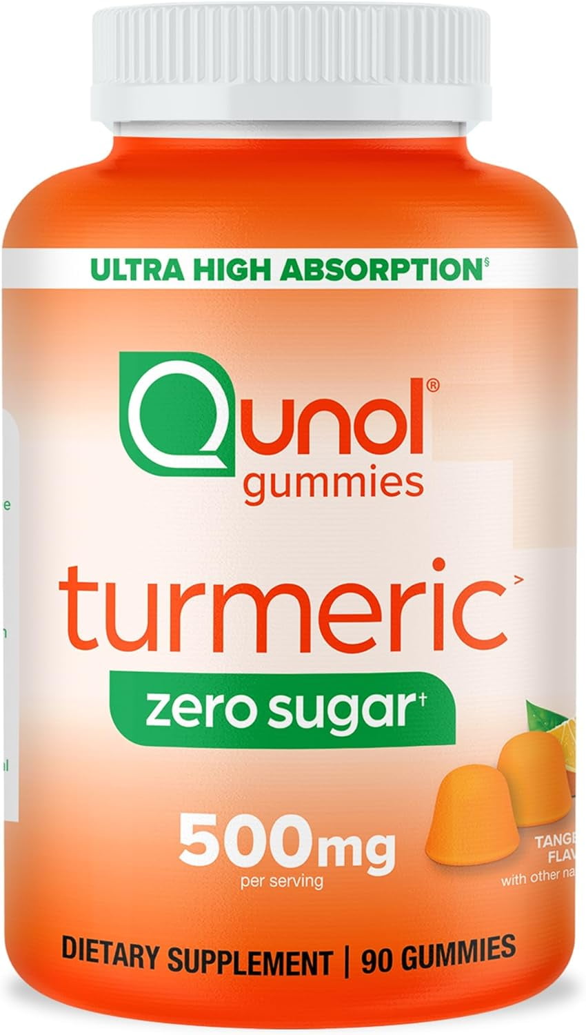 Qunol Zero Sugar Turmeric Gummies, Gummy with 500mg Turmeric Curcumin