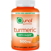 Qunol Zero Sugar Turmeric Gummies, Gummy with 500mg Turmeric Curcumin, Joint Support Supplement, Ultra High Absorption Tumeric Curcumin, Vegetarian, Gluten Free, 90 Count