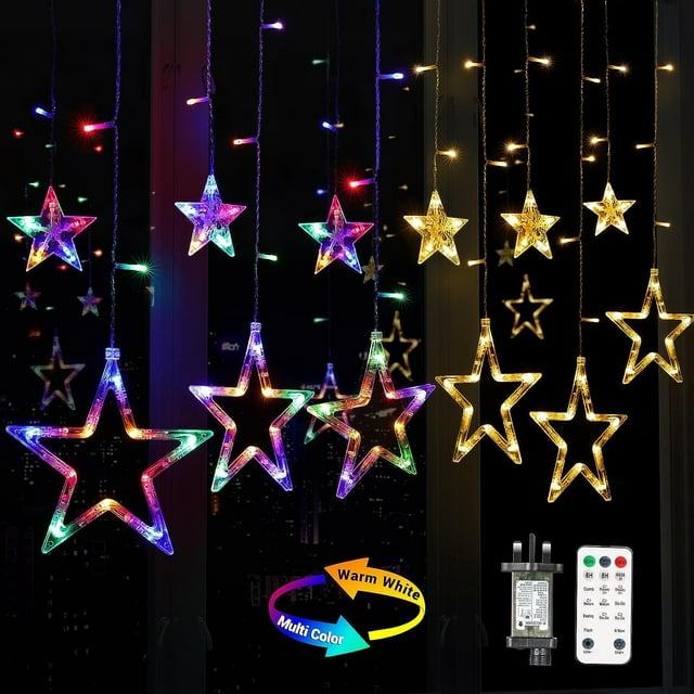 Quntis 12 Star Christmas Window Lights, 11 Lighting Modes 138 LED Star
