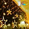thumbnail image 1 of Quntis 12 Star Christmas Window Lights, 11 Lighting Modes 138 LED Star Curtain Lights Color Changing, Christmas Star Lights Hanging Backdrop for Bedroom Wedding Party Christmas Decoration, 1 of 16