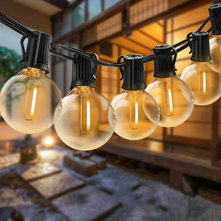 Quntis 32ft G40 Outdoor String Lights, Patio String Lights With 30+3 Bulbs, IP65 Waterproof Globe String Lights Hanging for Backyard Garden Wedding Party Outdoor, Warm White