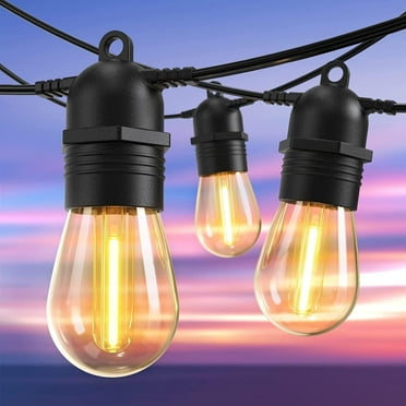 Quntis Outdoor String Lights 53FT, Waterproof Patio String Light  with 15+1 Bulbs Shatterproof Connectable Hanging String Lights for Backyard Garden Balcony Party Wedding