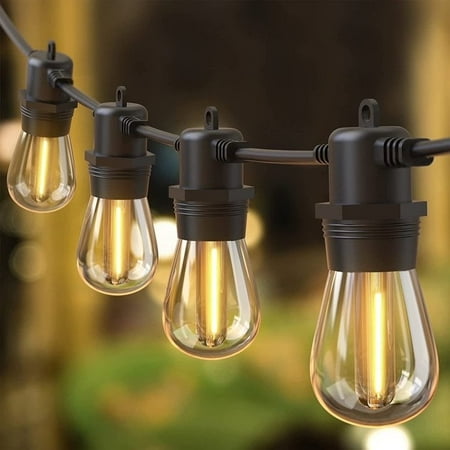 Quntis Outdoor String Lights 53FT, Waterproof Patio String Light with 15+1 Bulbs Shatterproof Connectable Hanging String Lights for Backyard Garden Balcony Party Wedding