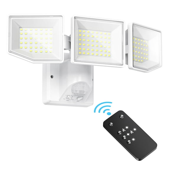 Quntis 6000LM Outdoor Flood Lights with Remote, 128 LED Motion Sensor Security Lights Flood lights Outdoor Motion Sensor Wired, 35W Security Wall Flood Lights for Outside Garage,Yard,Porch