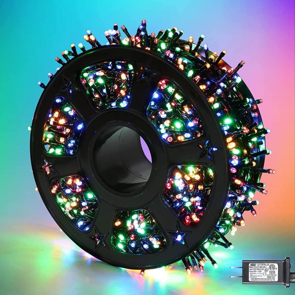 Quntis 82ft 1000 LEDs Christmas String Lights, Multicolor Outdoor Waterproof Christmas Tree Lights with 8 Modes, Plug in Holiday Twinkle Fairy String Lights for Garden Tree Party Decoration