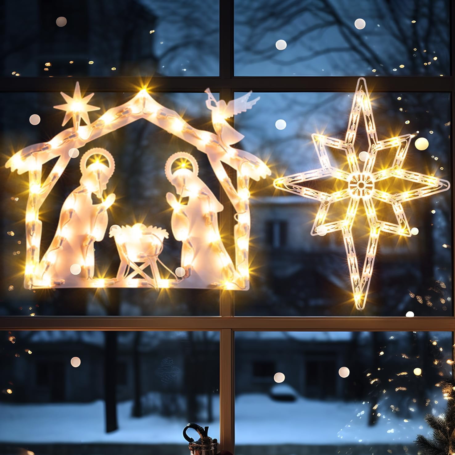Quntis Christmas Nativity Window Light ,Bethlehem Christmas Star Lights