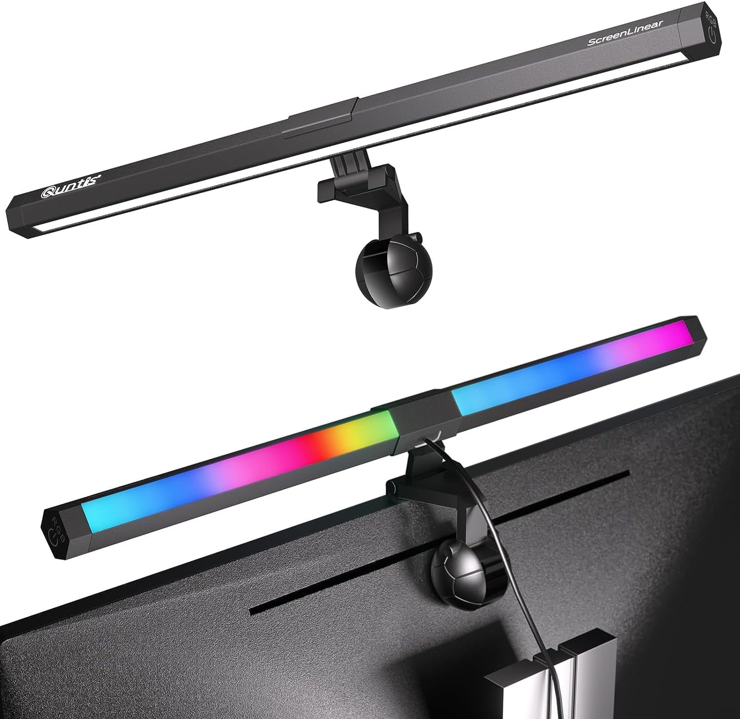 Quntis Computer Monitor Light Bar RGB Backlight, RGB Gaming Light Bar with  15 Modes Dimmable Gaming Home, 3 Color Temperature Adjustable Brightness,  Ra95 Screen Light Bar 
