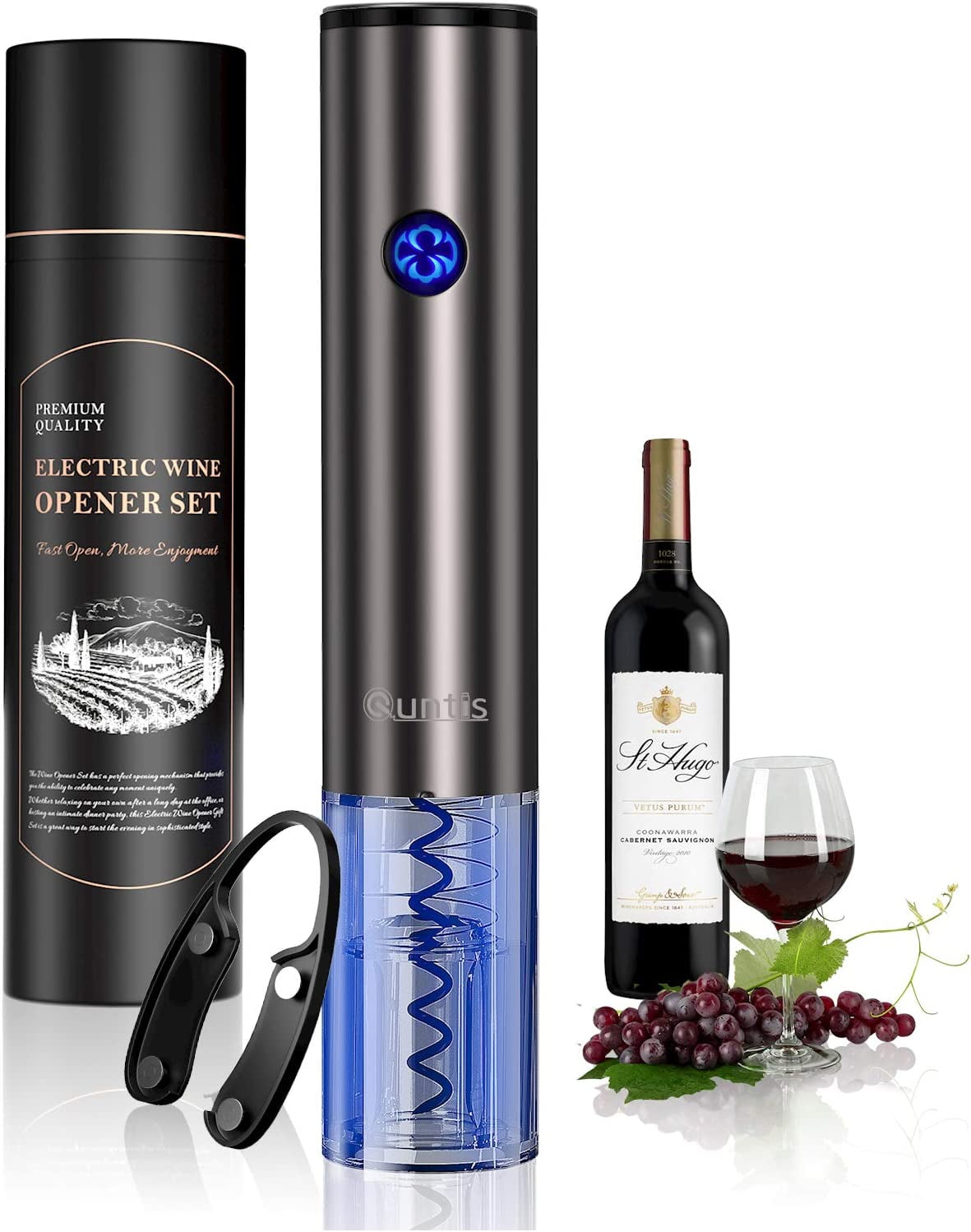 Quntis Electric Wine Opener - Automatic, Rechargeable, with Foil Cutter ...