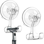 Quntis Large Suction Cup Hooks, 2 Pack Shower Razor Holder - Heavy Duty Reusable Vacuum Wreath Hanger, Damage Free Wall Hooks for Bathroom Kitchen Towel Loofah Sponge Key Christmas Decorations