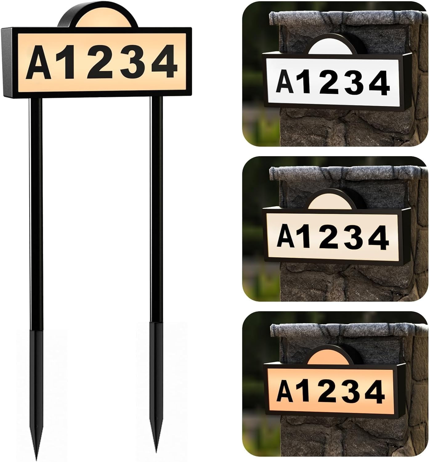 The Coupon deal of  Quntis Solar House Numbers, Waterproof LED Illuminated Address Signs, 3 Colors, Wall/In-Ground