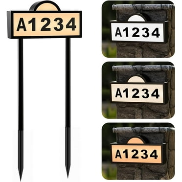 Quntis Solar Address Signs for House, Waterproof Light Up House Numbers for Outside, Cold/Warm/Daylight White Address Plaque Outdoor LED Illuminated, Wall Mounted/In Ground 2 Ways for Home Yard Stree