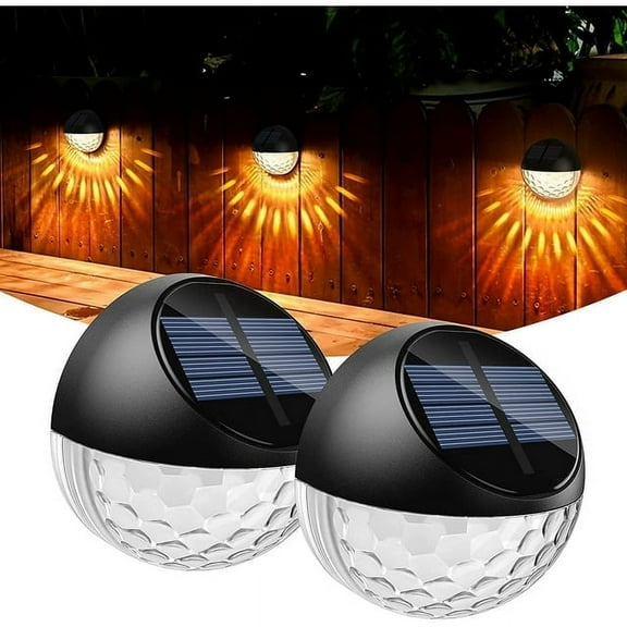 Quntis Solar Fence Lights -2 Pack, IP65 Waterproof LED Solar Deck Lights Auto On/Off Solar Wall Decorative Lights For Outside Wall Garden Patio Deck Yard Path Porch (Warm White)
