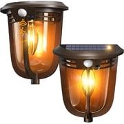 Quntis Solar Wall Lanterns with Motion Sensors, 33ft Motion Detection IP54 Solar Wall Lights Lantern Outdoor Light for Patio Porch Garage Garden Courtyard DoorwayWarm White