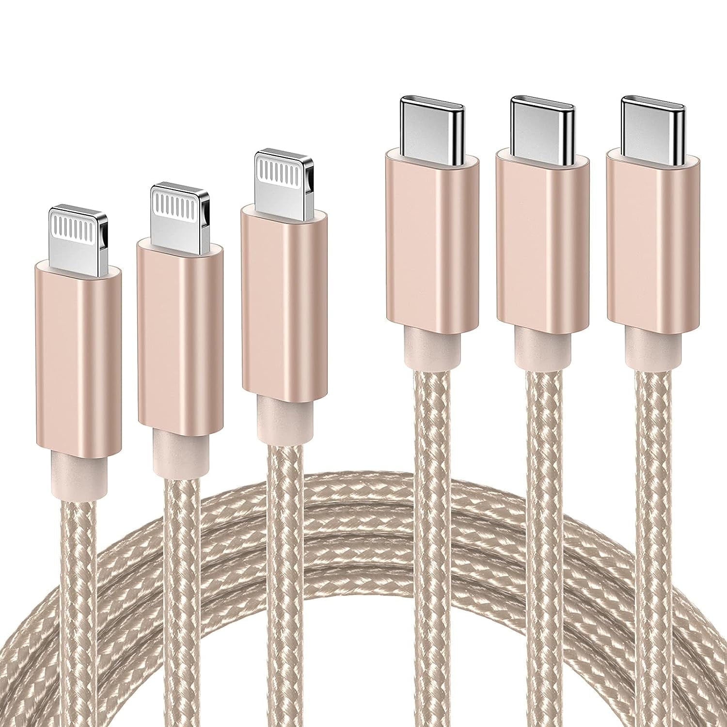 Quntis USB C to Lightning Cable, 3 Pack 3/6/10ft MFi Certified iPhone