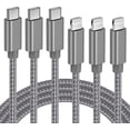 thumbnail image 1 of Quntis Quntis USB C Fast Charger Cable 3 Pack 6FT, Nylon Braided Durable Type C Fast Charging Cord Compatible with Phone 14/14 Pro Max/13/12/11/XS/XR/ iPad, Gray, 1 of 6