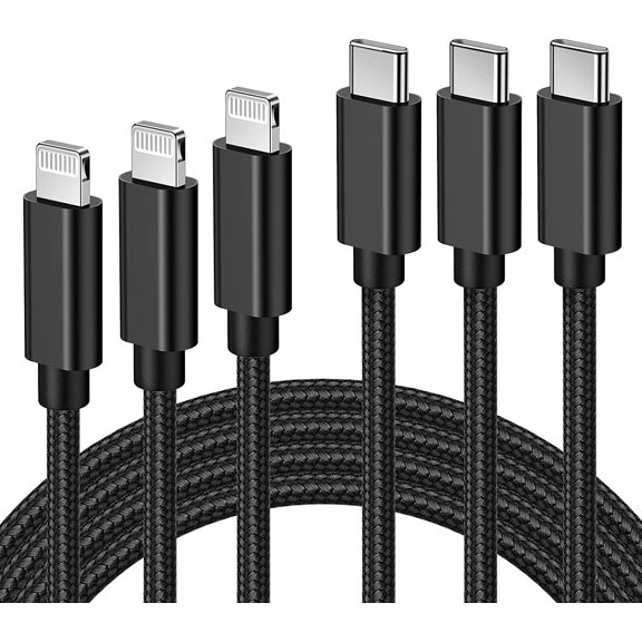 Quntis USB C Fast Charger Cable , 3 Pack 3/6/10ft Nylon Braided Type C Charger Cord Compatible with Phone 14/14 Pro Max/13 Mini/12/11/XS/XR/8/7 iPad - Black