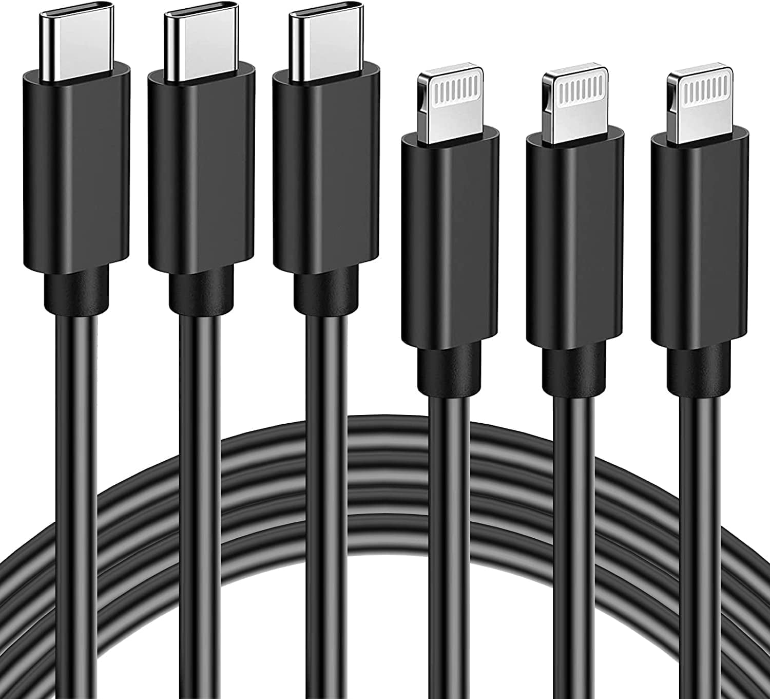 Quntis USB C to Lightning Cable, 3 Pack 3ft MFi Certified Lightning Cord, Compatible with iPhone 15 14 13 12 11 Pro Max Xs Max XR X - Black