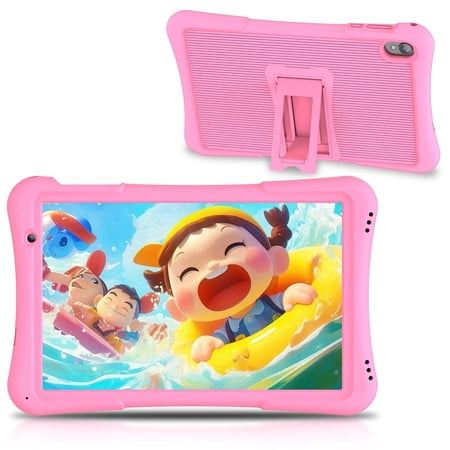 QunyiCo Kids Tablet 10 inch,Android Tablet for Kid,4GB RAM 32GB ROM,Quad Core Processor,Parental Control,1280 * 800 Resolution,6000mAh Battery,Pink