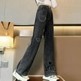 thumbnail image 1 of Qunyiney Baggy Boys Pants Love Heart Faux Denim Pants Casual with Pockets Relaxed Fit Pants Size120, 1 of 5