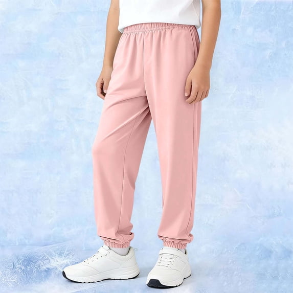 Qunyiney Boys Sweatpants Casual Baggy with Pockets Joggers Lightweight Relaxed Fit Solid Elastic Waist Sweatpants Size 9-10