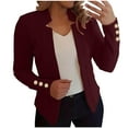 thumbnail image 1 of QUNYINEY Button Women's Jackets Red Cropped Solid Casual Lightweight Jacket Short Slim Double Breasted Long Sleeve Cardigan Hoodless Jacket, 1 of 5