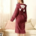 QUNYINEY Cute Animal Robes for Women Loungewear Long Fleece Red