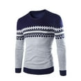 thumbnail image 1 of Qunyiney Fall Men Sweater Vintage Pullover Blue Casual Slim Knit Crew Neck Long Sleeve Sweaters, 1 of 3