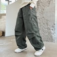 thumbnail image 1 of Qunyiney Outdoor Boys Cargo Pants Casual Gray Pants Wide Leg with Pockets Relaxed Fit Pants Size 5, 1 of 5