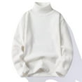 thumbnail image 1 of Qunyiney Pullover Sweater for Men Solid Fall White Casual Turtleneck Loose Long Sleeve Knit Sweaters, 1 of 6