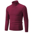 thumbnail image 1 of Qunyiney Red Sweater Men Winter Pullover Solid Casual Slim Long Sleeve Stretchy Ribbed Knit Turtleneck Sweaters, 1 of 2