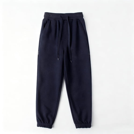 Qunyiney Sweatpants for Boys Cotton Navy Lightweight Athletic Joggers with Pockets Relaxed Fit for School and Sports Elastic Waist Drawstring Sweatpants Size 6-7