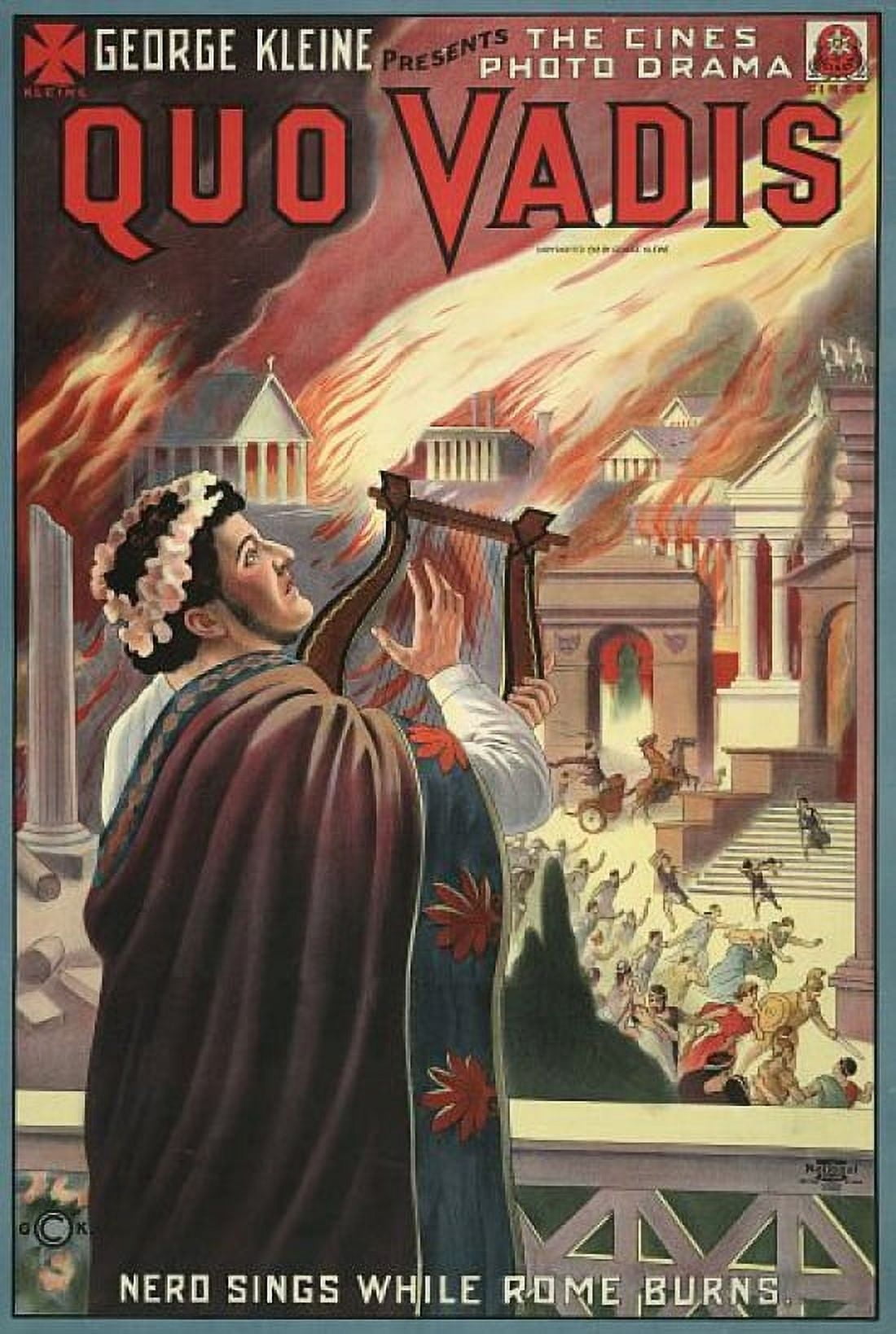 Quo Vadis George Kleine Nero Sings Vintage Movie Canvas Art - (18 x 24)
