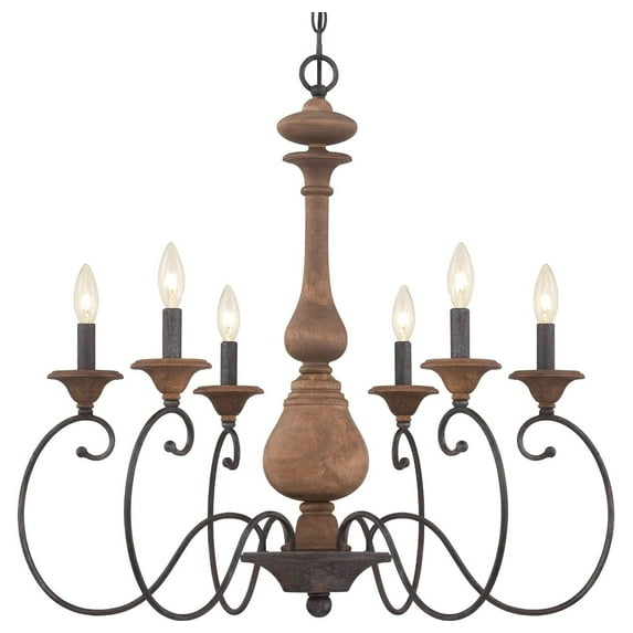 Quoizel ABN5006RK Auburn 6-Light Chandelier in Rustic Black