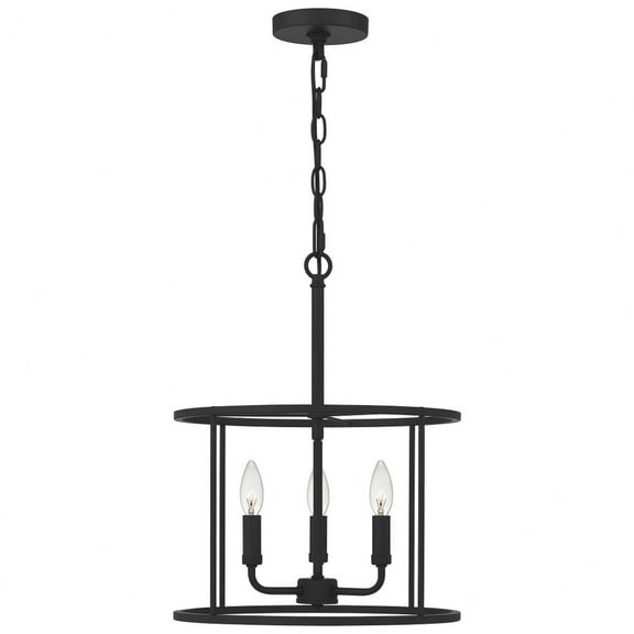Quoizel ABR2814MBK Three Light Pendant Abner Matte Black