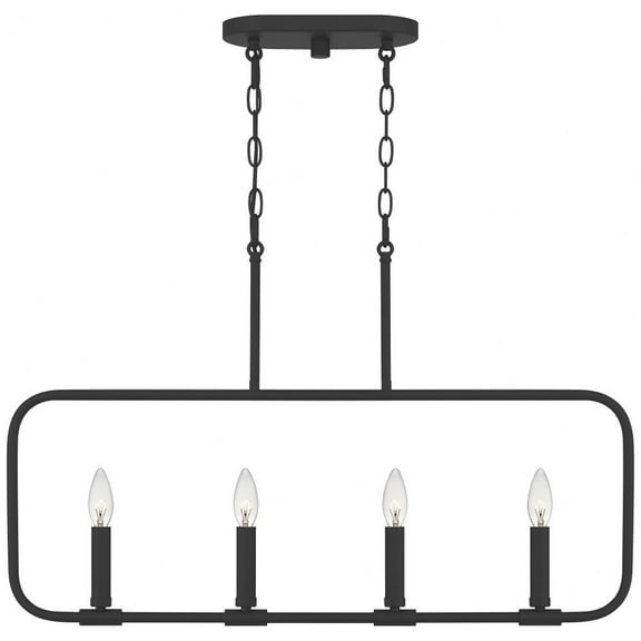 ABR432MBK Quoizel Lighting Abner - 4 Light Linear Chandelier in Transitional style - 32 Inches wide by 19.75 Inches high-Matte Black Finish
