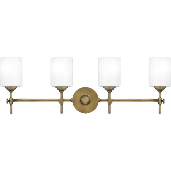 Quoizel Aria 4-Light 31" Bathroom Vanity Light in Weathered Brass