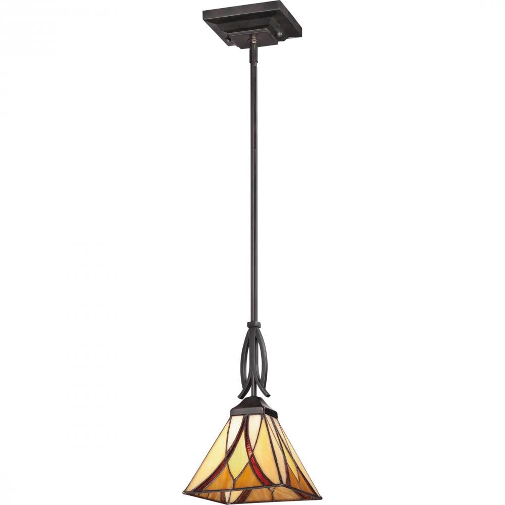 Asheville Valiant Bronze Tiffany Glass Mini Pendant Light