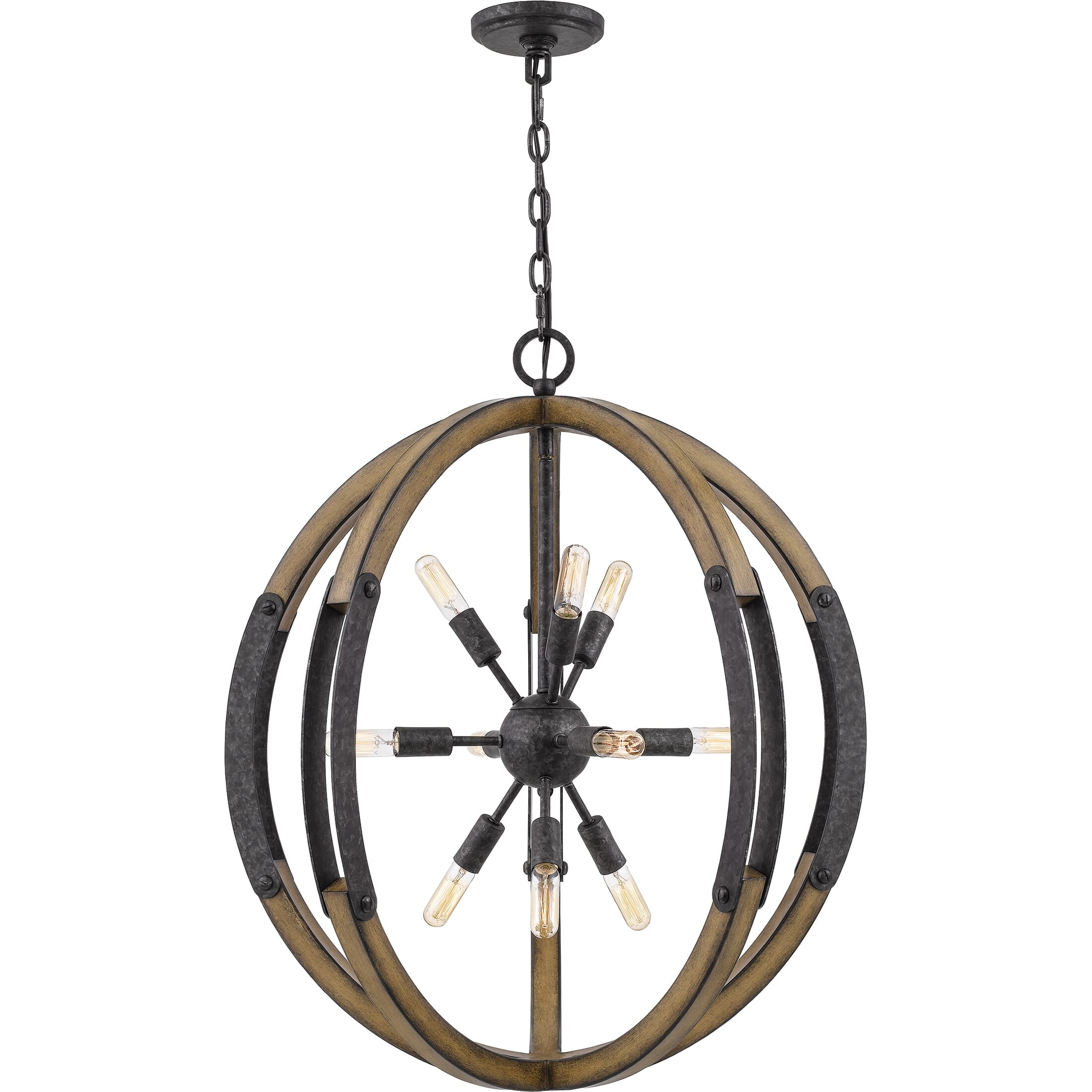 Babaton Matte Black 10-Light Globe Pendant with Glass Accents