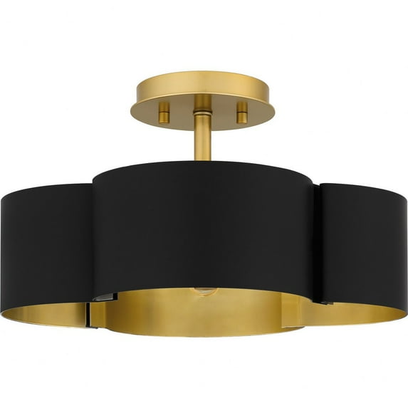 Quoizel Balsam 14" Wide Matte Black and Gold Luxe Modern Ceiling Light