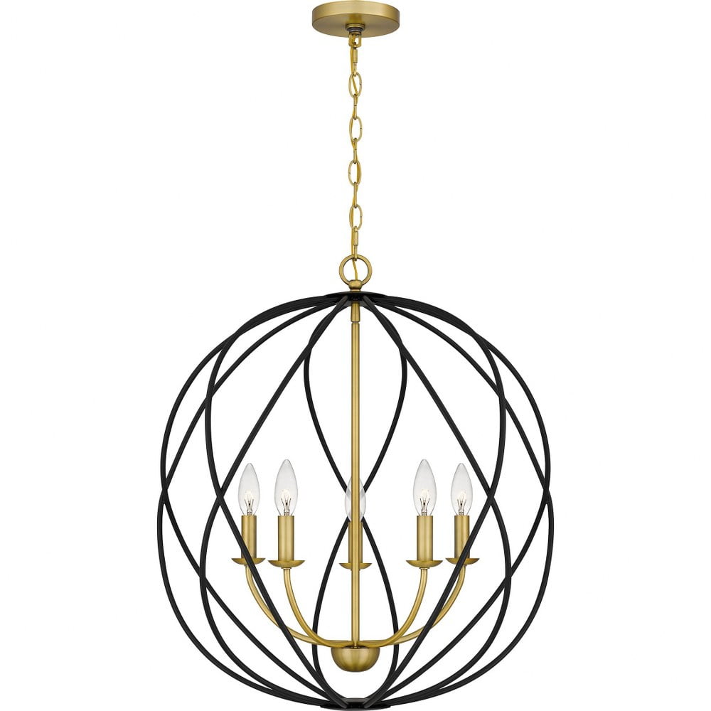 Bryn Aged Brass Globe Pendant with Open Framework Design