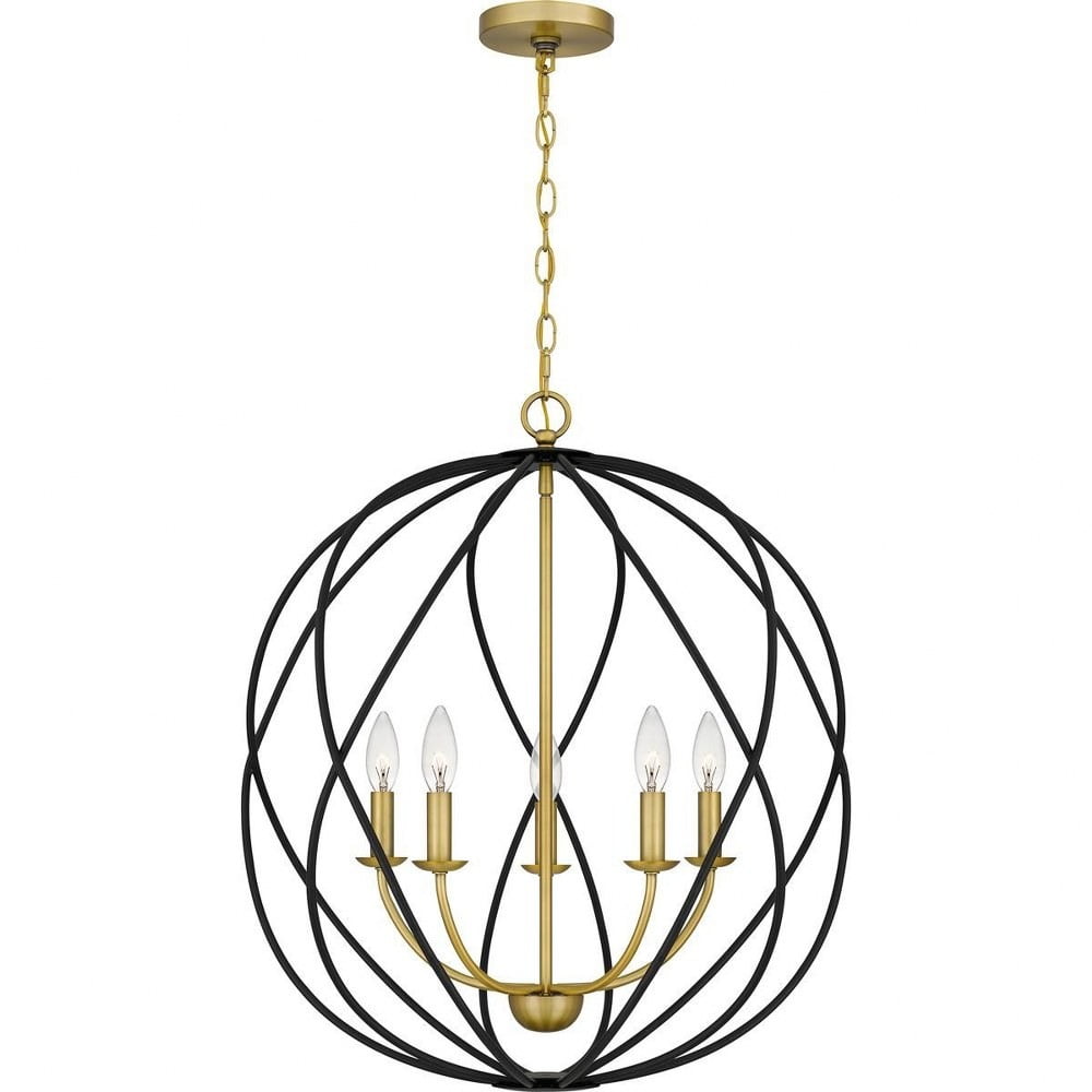 Bryn Aged Brass Globe Pendant with Open Framework Design