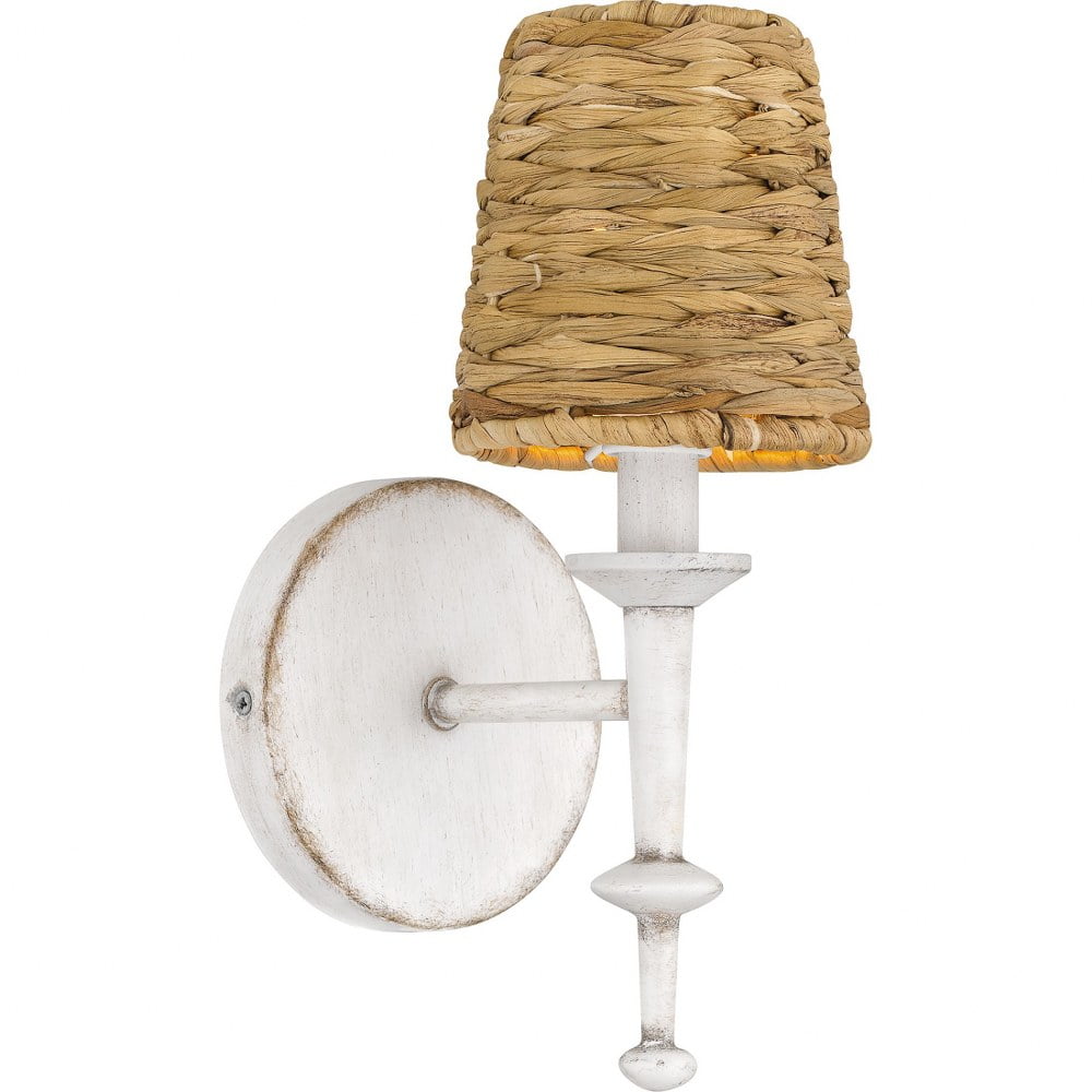 Antique White Seagrass Shade Coastal Wall Sconce