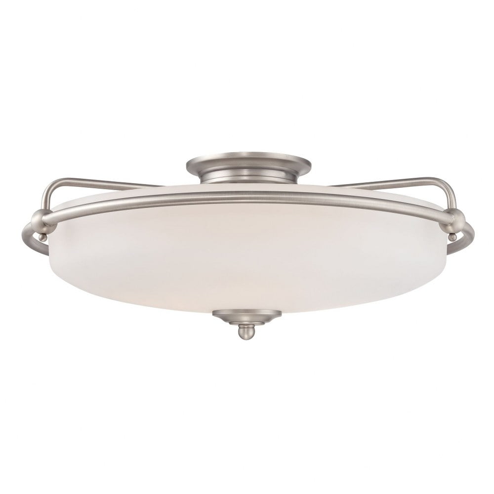 Antique Nickel 21" Round Glass Flush Mount Ceiling Light